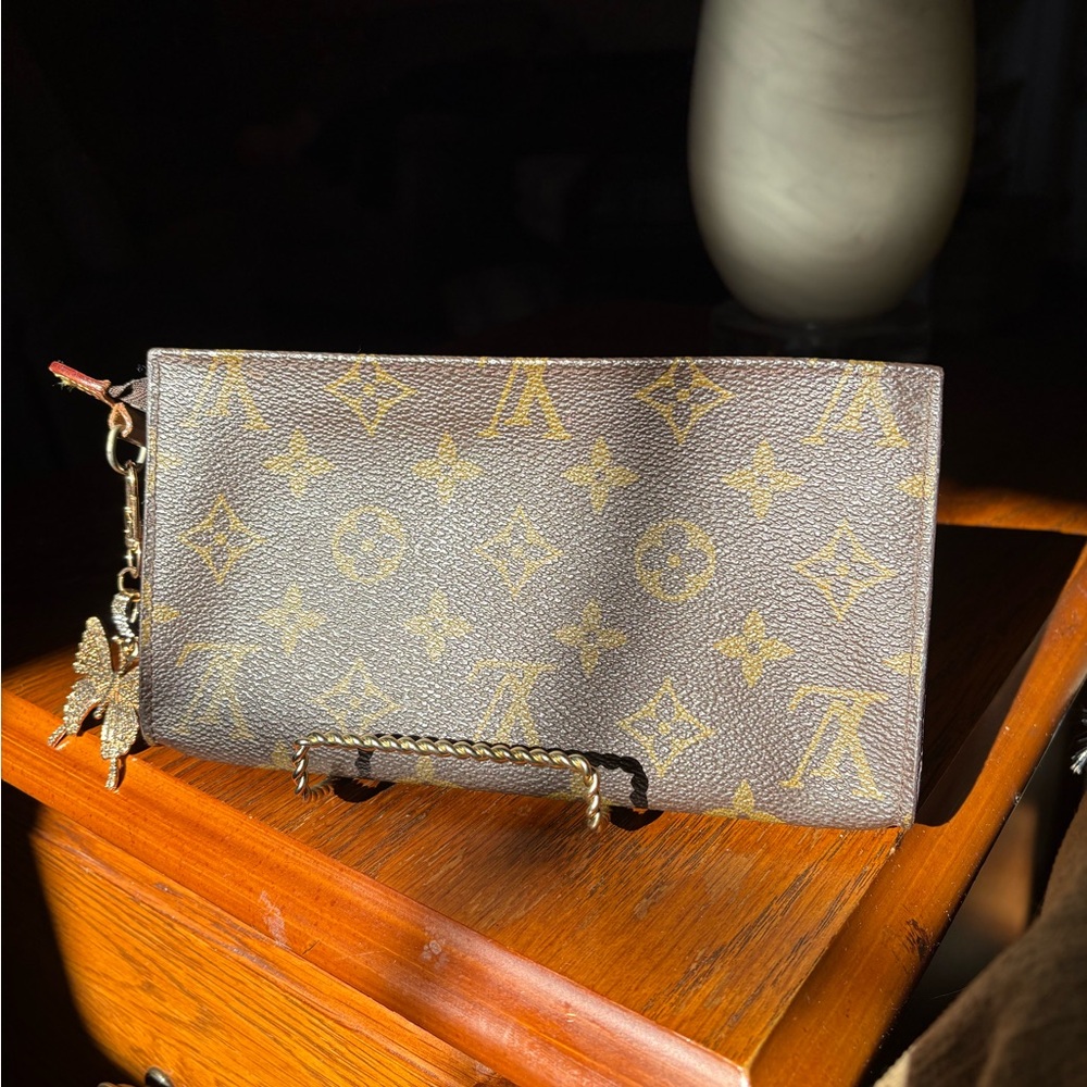 Louis Vuitton Monogram Canvas Wristlet Clutch in Brown and Gold - Picture 2 of 10